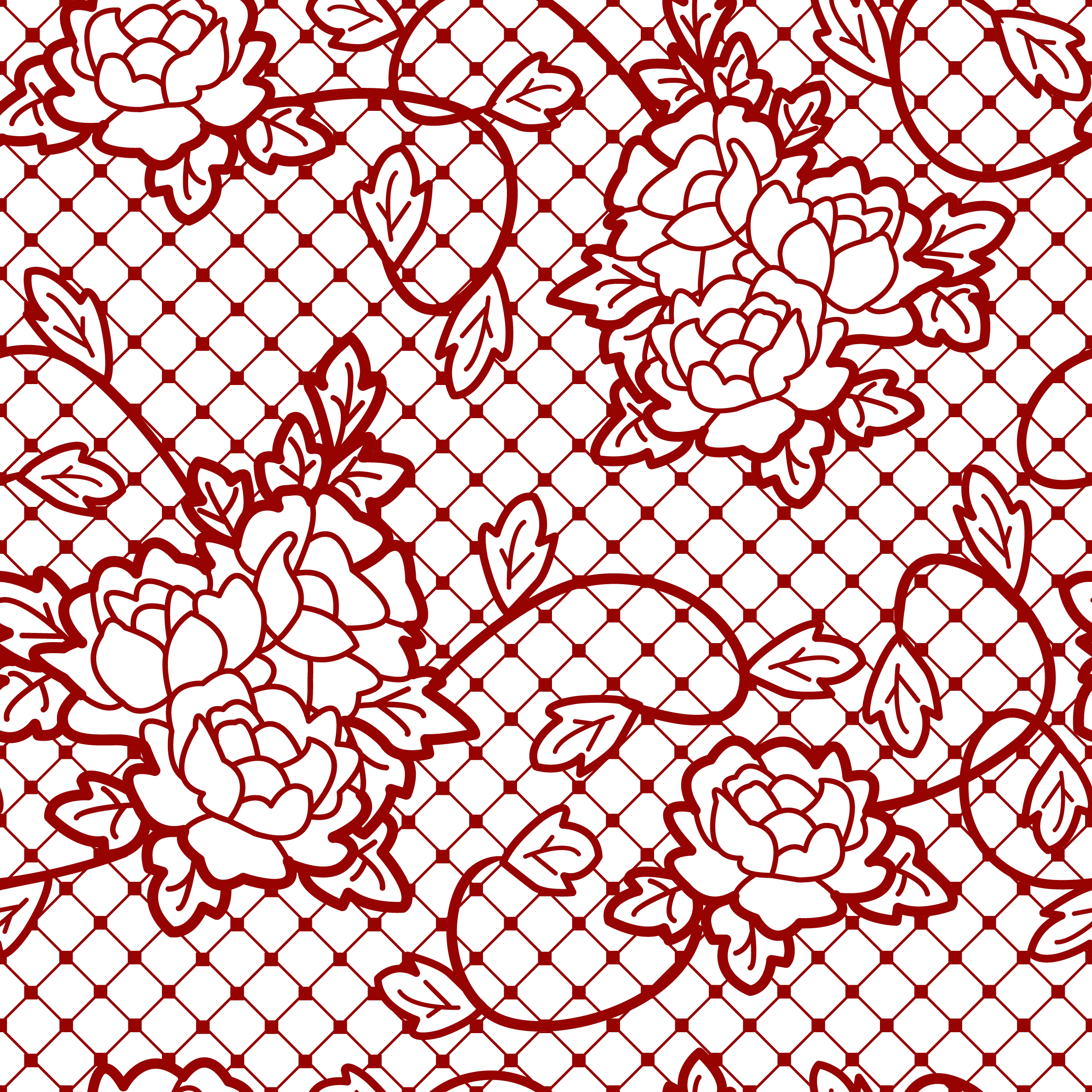 Lace, Decorative Lace with Roses, red flowers illustration, textile, symmetry, monochrome png